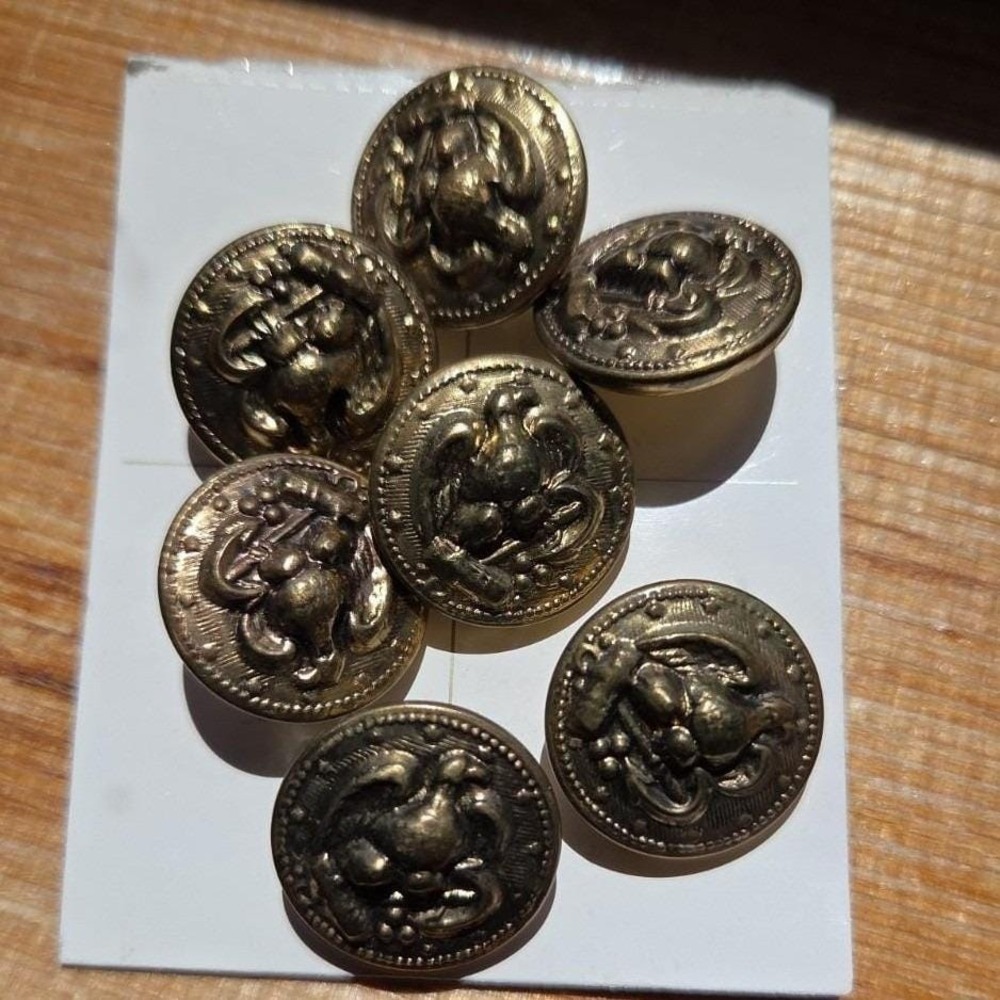 Vintage U.S. Military Styled‎ Buttons 15 Pieces Gold Tone Loop Backed 4 Sets
